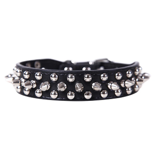 Adjustable Leather Pet Dog collar Neck Strap Supplies PU Leather Punk Rivet Spiked Dog Collar Pet Collars For Small Dog Cat