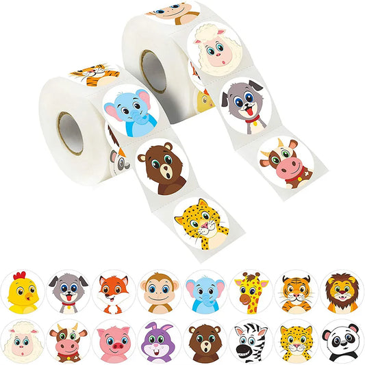 Amaz ..ing  Cartoon Animal Sticker Children Label Thank You Stickers Cute Toy Game Tag DIY Gift Sealing Label Decoration Supplies
