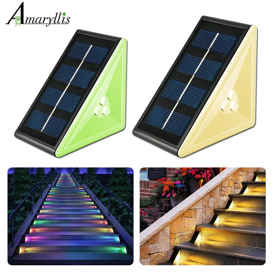 Solar Stair Lights Solar Step Light Outdoor Anti-theft Waterproof IP67 Decor for Garden Stair Deck Front Porch and Patio