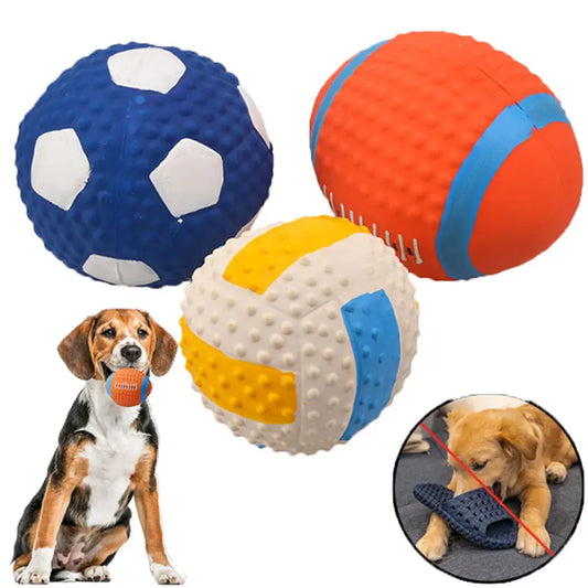 Pet Dog toy ball latex Durable Prevent damage Dog chew toy Squeak Chase Interesting Puppy toy Improve IQ Pet supplies