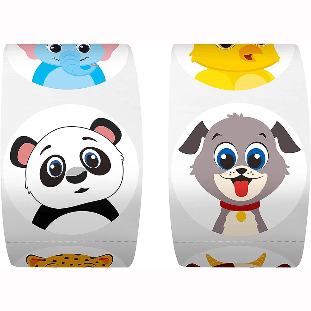 50-500pcs Cartoon Animal Sticker Children Label Thank You Stickers Cute Toy Game Tag DIY Gift Sealing Label Decoration Supplies