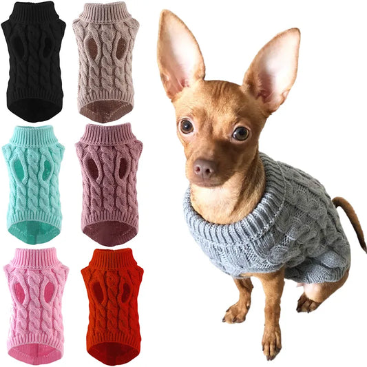 Puppy Dog Sweaters for Small Medium Dogs Cats Clothes Winter Warm Pet Turtleneck Chihuahua Vest Soft Yorkie Coat Teddy Jacket