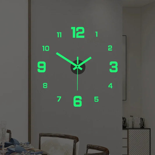 Amaz ..ing 3D Luminous Wall Clock Frameless Acrylic DIY Digital Clock Wall Stickers Mute Clock for Living Room Bedroom Office Wall Decor
