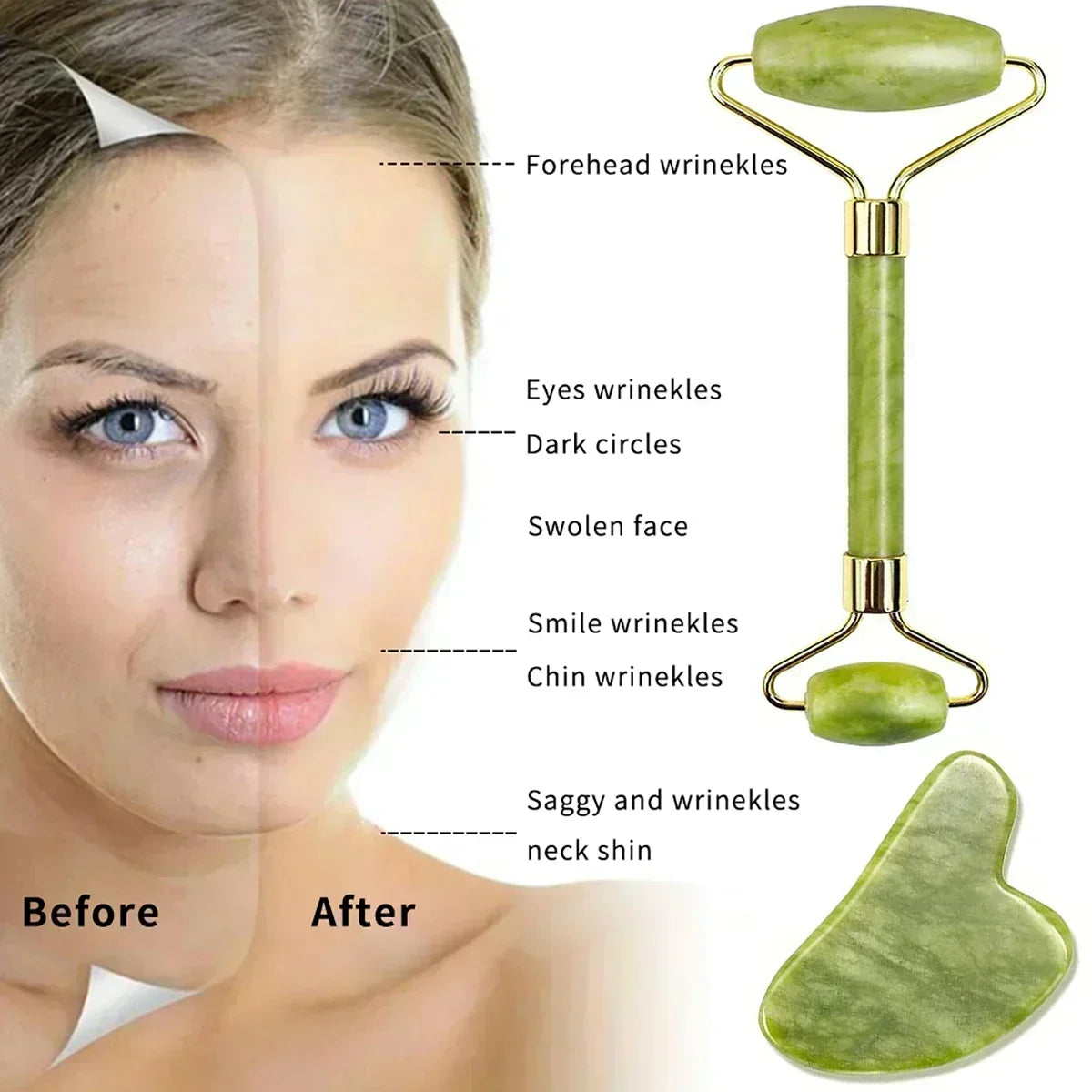 Natural Jade Face Massager Gua Sha Stone Face  Guasha Masaje Facial Board Acupoint Eye Care SPA Massager Tool massage visage