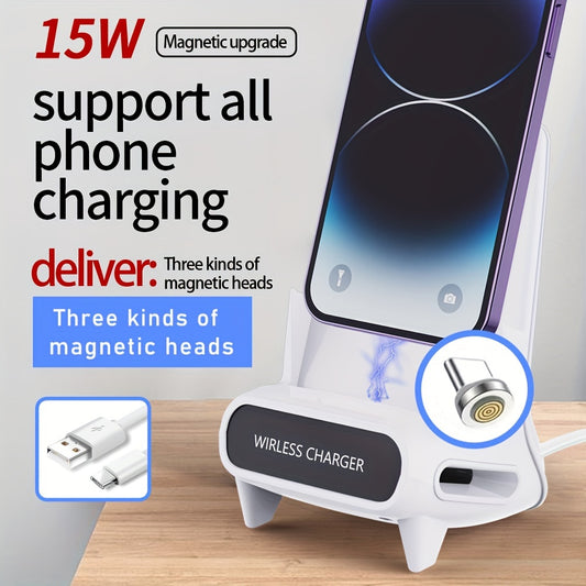 Universal Portable Mobile Phone Holder, 15W Fast Charging, Mini Chair, Speaker, Desk, Wireless Charger 