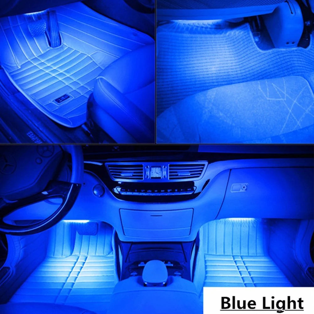Car Lights 24 Led Bar Automotive Strip Universal Mood Foot Light Cigarette Lighter USB Decorative Atmosphere Lamp Signal Lamp