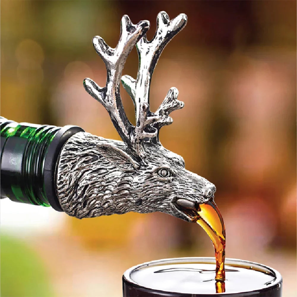 Dispenser for Wine Jagermeister Zinc Alloy Deer Elk Lion Head Mouth Wine Pourer Wines Extractor Silver Pourers Bar Accessories