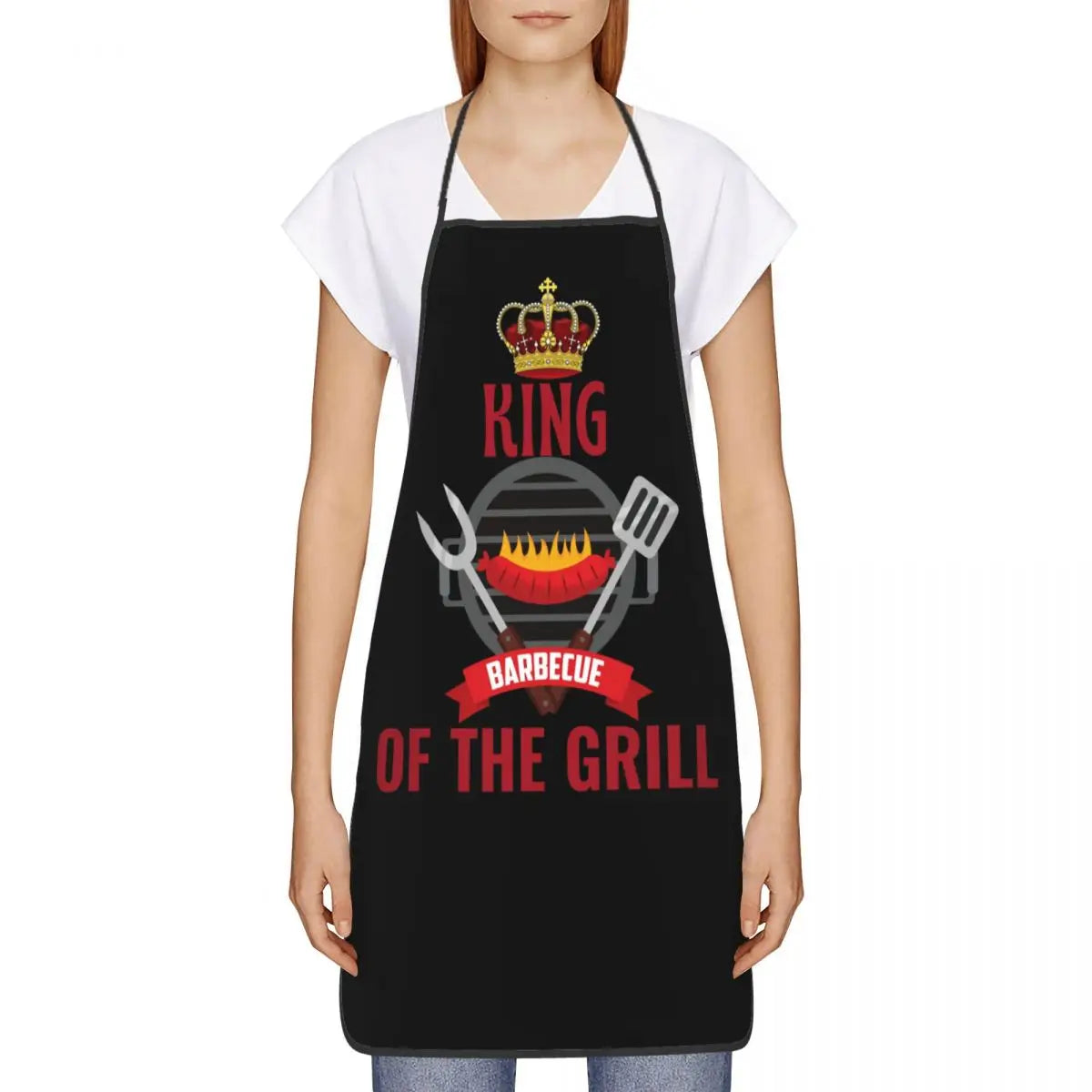 BBQ Master King Of The Grill Bib Apron Women Men Unisex Kitchen Chef Barbecue Lover Tablier Cuisine for Cooking Baking Gardening