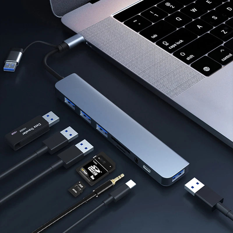 8-IN-2 USB HUB 3.0 USB C HUB Dock Station 5Gbps High Speed ​​Transmission USB Splitter Type C to USB OTG Adapter For Macbook Pro 