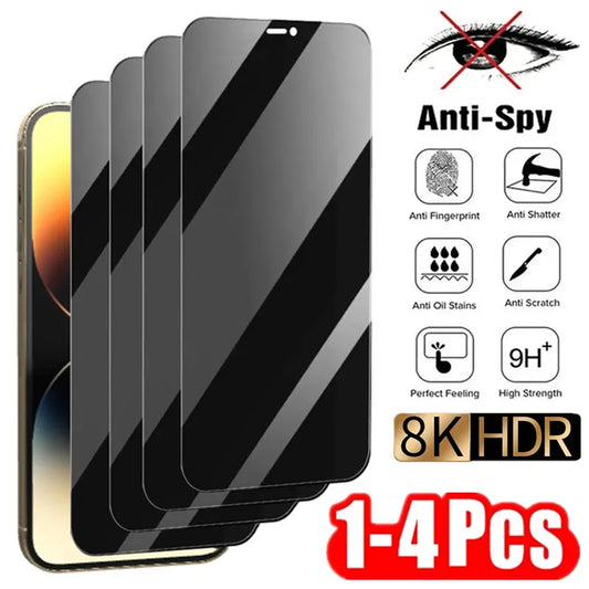 Amazing 1-4Pcs Privacy Screen Protector for iPhone 14 13 11 12 Pro Max Mini 7 8 Plus Anti-spy Protective Glass for iPhone 15 X XR XS MAX