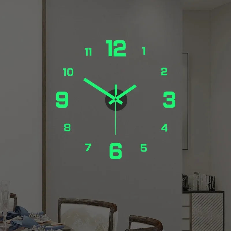 Amaz..ing 3D Luminous Wall Clock Frameless Acrylic DIY Digital Clock Wall Stickers Mute Clock for Living Room Bedroom Office Wall Decor