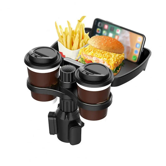 Car Storage Rack Adjustable Cup Holder Tray Car Mounted Meal Tray 360 Degree Rotating Auto Table with Food Storage for Coffee