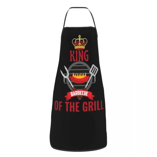 BBQ Master King Of The Grill Bib Apron Women Men Unisex Kitchen Chef Barbecue Lover Apron Cuisine for Cooking Baking Gardening 