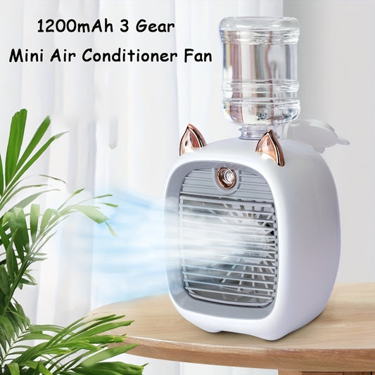 Portable Air Conditioner, Desktop Electric Fan, Misting, 1200 MAh, 3 Speeds, Water Cooling Fan, USB Type-C Charging, Spray Humidifier, Fan for Home, Birthday Gifts, Christmas Gifts 